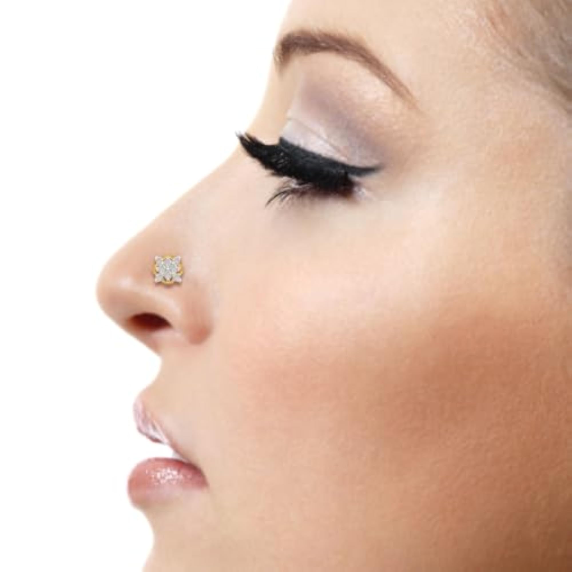 Women's 925 Sterling Silver 18K Gold Plated Lucky Bloom Nose Pin